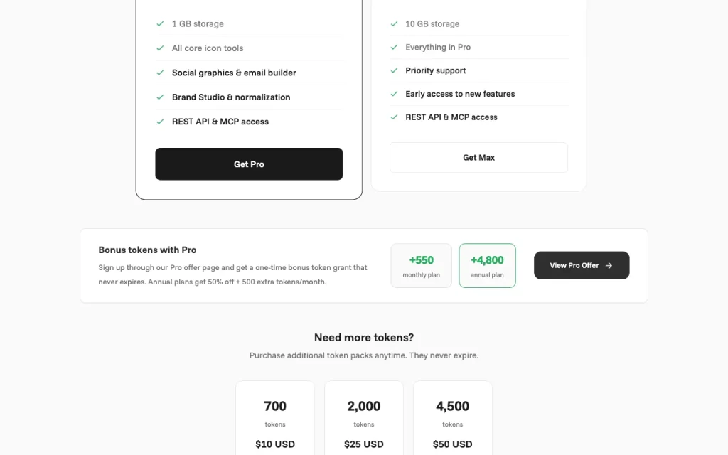 Iconly pricing page with plans and prices — screenshot of the image generation AI tool, Oct 2, 2026