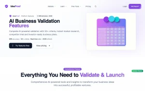 IdeaProof features page — screenshot of the productivity & writing AI tool, 2026-10-02