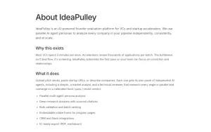 IdeaPulley (Scout) about page — screenshot of the productivity & writing AI tool, 2026-10-02