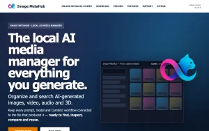 Image MetaHub homepage — screenshot of the image generation AI tool, 2026-10-02