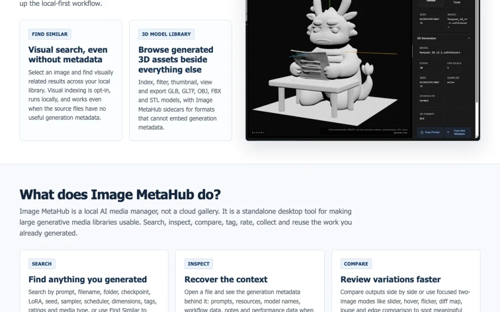 Image MetaHub page d'accueil — capture d'écran de l'outil d'IA génération d'images, Oct 2, 2026