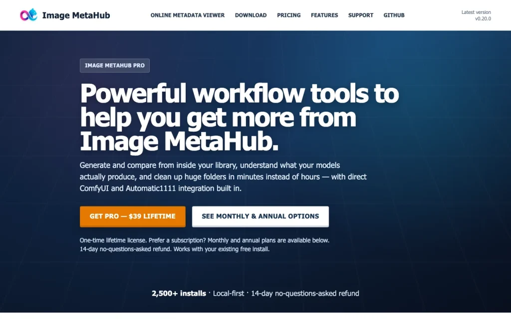 Image MetaHub page de tarifs avec offres et prix — capture d'écran de l'outil d'IA génération d'images, Oct 2, 2026