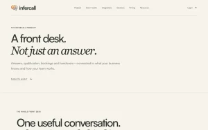 Infercall features page — screenshot of the audio & voice AI tool, 2026-10-02
