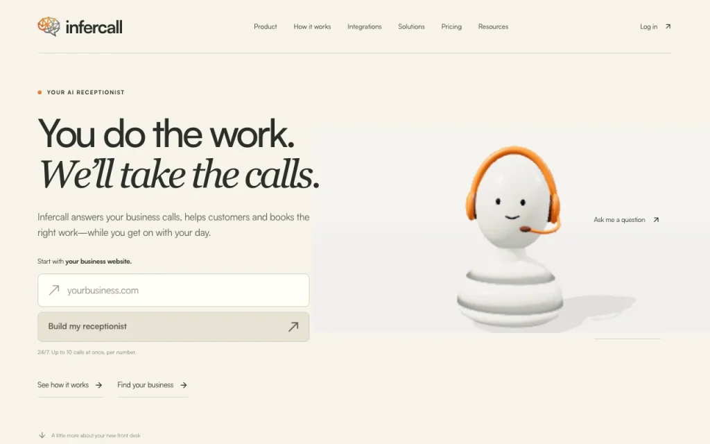 Infercall Startseite – Screenshot des KI-Tools audio & sprache, Oct 2, 2026