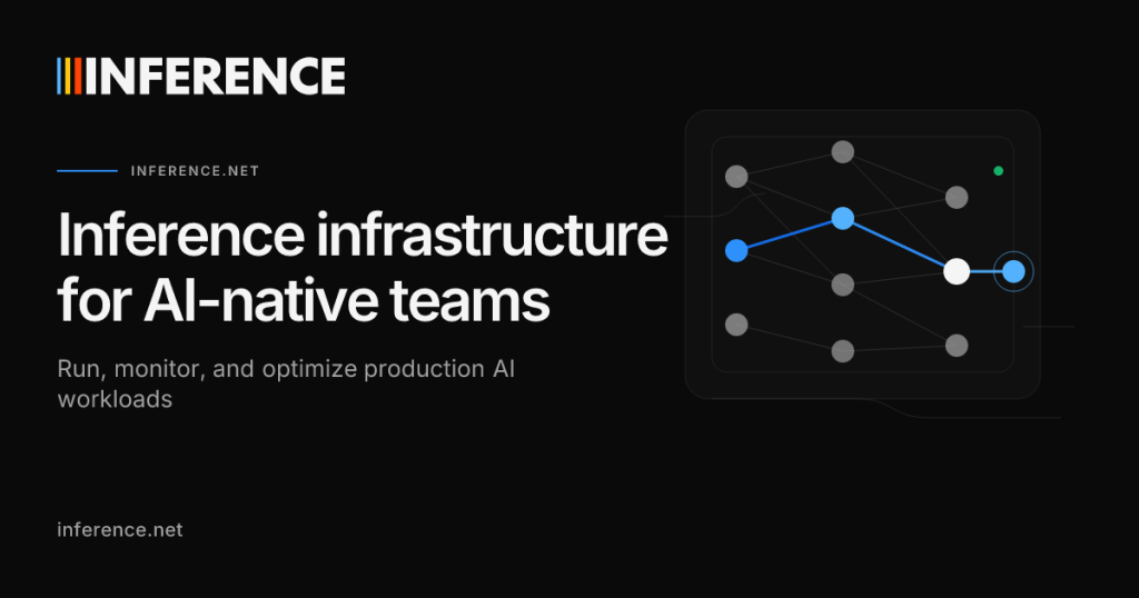 Inference.net homepage screenshot, coding AI tool