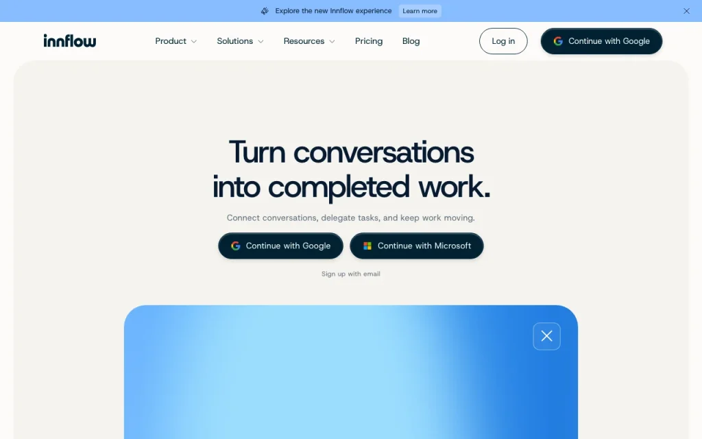 Innflow Startseite – Screenshot des KI-Tools produktivität & schreiben, Oct 2, 2026