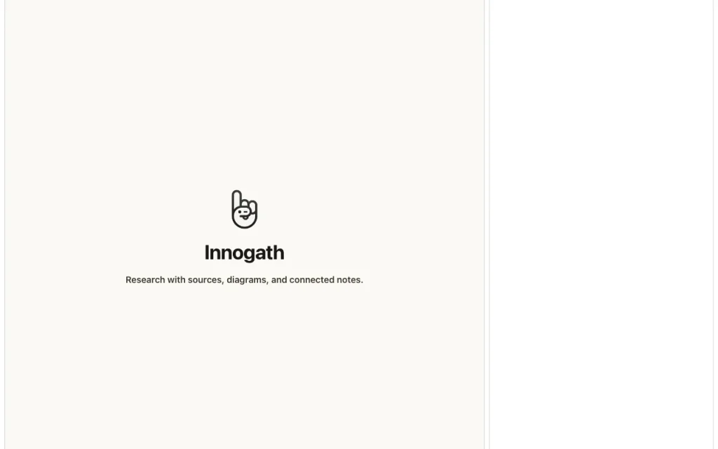 Innogath page d'accueil — capture d'écran de l'outil d'IA recherche, Oct 2, 2026