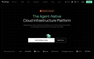 InsForge homepage — screenshot of the coding AI tool, 2026-10-02