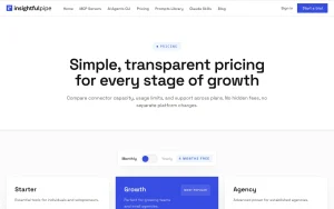Insightful Pipe pricing page with plans and prices — screenshot of the research & search AI tool, 2026-10-02