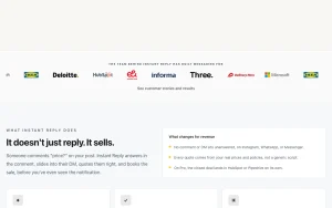 Instant Reply homepage page homepage screenshot, productivity & writing AI tool