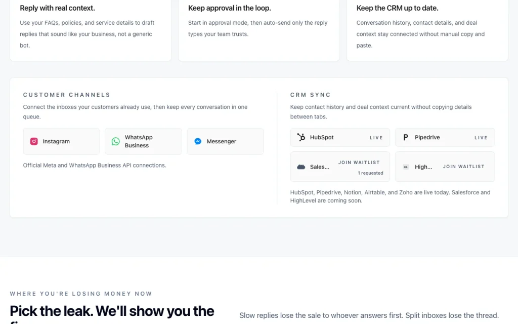 Instant Reply homepage — screenshot of the productivity & writing AI tool, Oct 1, 2026