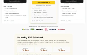 Instant Reply pricing page homepage screenshot, productivity & writing AI tool