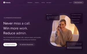 Intavia homepage — screenshot of the productivity & writing AI tool, 2026-10-02