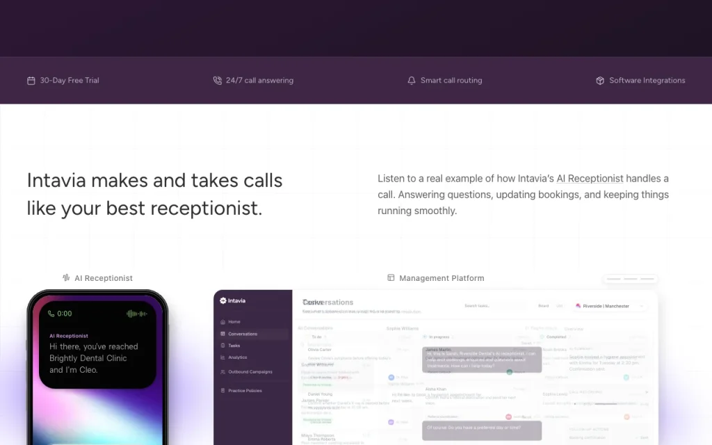 Intavia homepage — screenshot of the productivity & writing AI tool, Oct 2, 2026