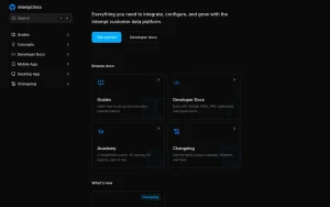 Intempt docs page homepage screenshot, productivity & writing AI tool