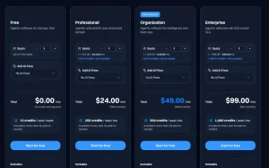 Intempt pricing page homepage screenshot, productivity & writing AI tool