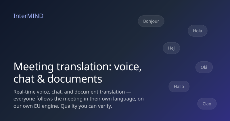 Capture d'écran de la page d'accueil de InterMIND, outil d'IA productivité et rédaction