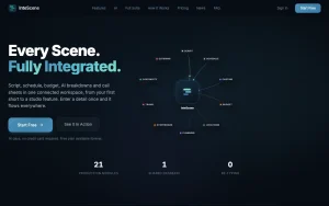 InteScene homepage — screenshot of the productivity & writing AI tool, 2026-10-01