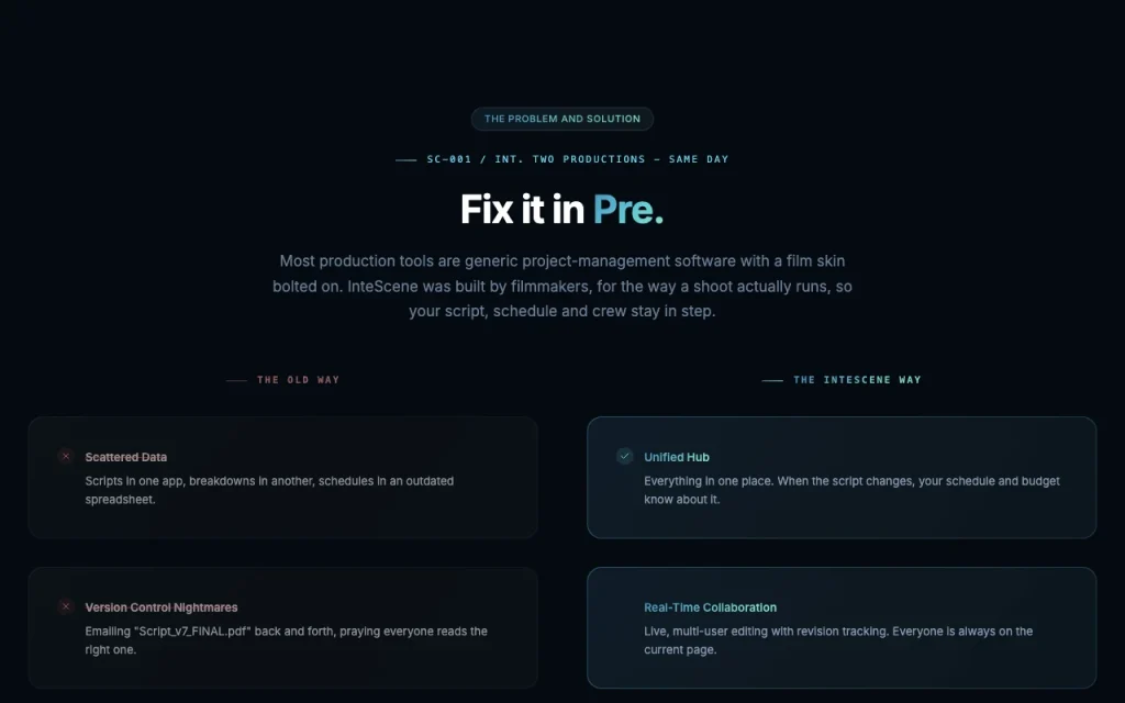 InteScene página principal — captura de pantalla de la herramienta de IA productividad y escritura, Oct 1, 2026