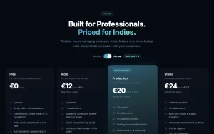 InteScene pricing page with plans and prices — screenshot of the productivity & writing AI tool, 2026-10-01
