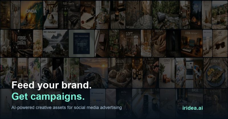 Iridea homepage screenshot, image generation AI tool