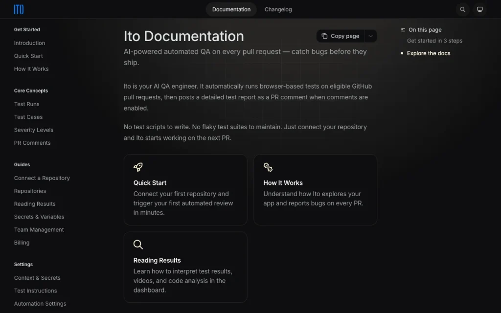 Ito documentation — screenshot of the coding AI tool, Oct 1, 2026