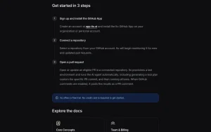 Ito docs page homepage screenshot, coding AI tool