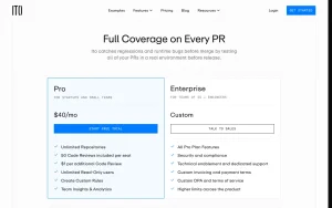 Ito pricing page homepage screenshot, coding AI tool