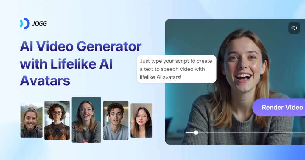 JoggAI homepage screenshot, video AI tool
