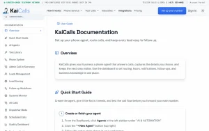 KaiCalls documentation — screenshot of the audio & voice AI tool, 2026-10-02
