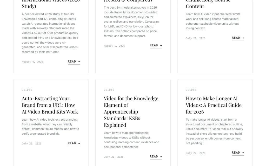 Knowlify Blog – Screenshot des KI-Tools video, Oct 2, 2026