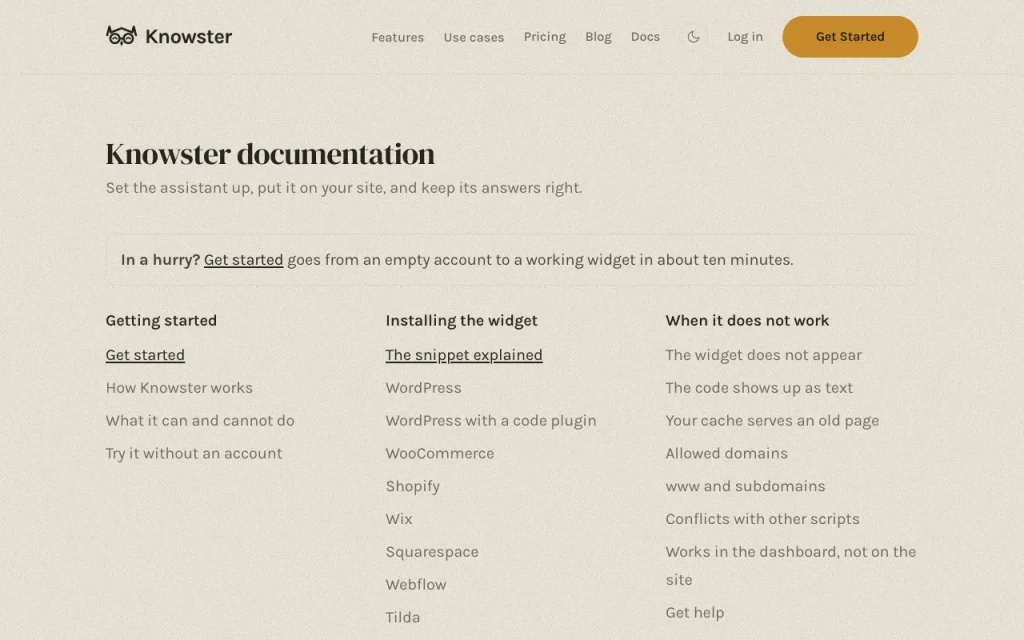 Knowster documentation — screenshot of the chat assistants AI tool, Oct 1, 2026