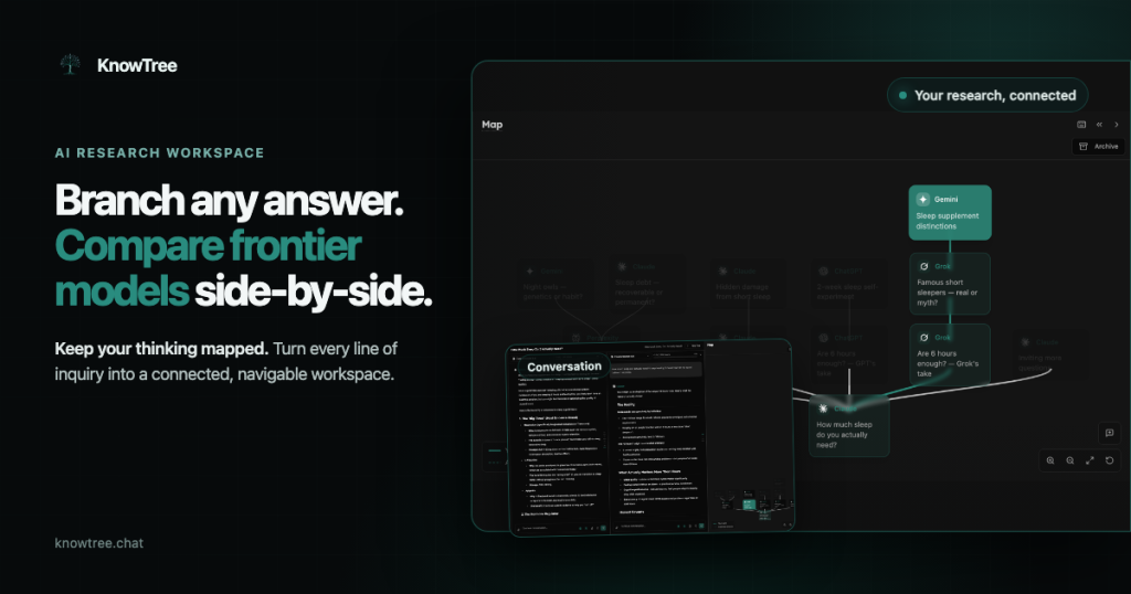 Captura de la página de inicio de KnowTree, herramienta de IA asistentes de chat