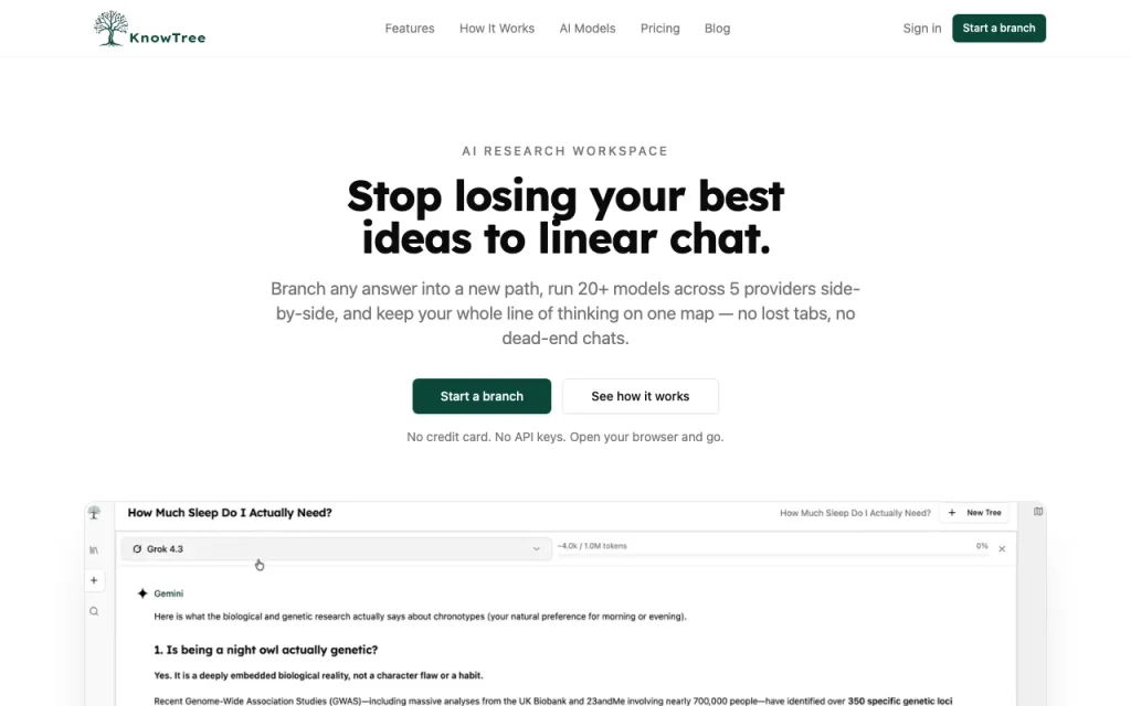 KnowTree homepage — screenshot of the chat assistants AI tool, Oct 2, 2026