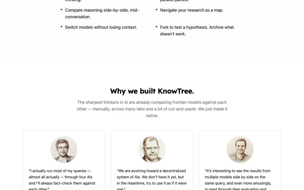 KnowTree página principal — captura de pantalla de la herramienta de IA asistentes de chat, Oct 2, 2026