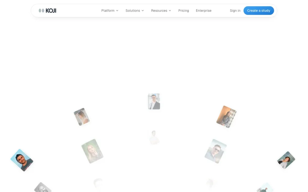 Koji Startseite – Screenshot des KI-Tools recherche & suche, Oct 1, 2026