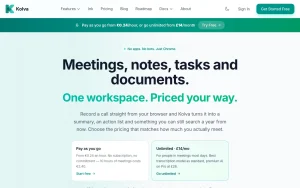 Kolva homepage — screenshot of the productivity & writing AI tool, 2026-10-02