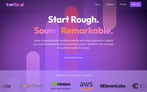 koolio.ai FAQ page — screenshot of the audio & voice AI tool, 2026-10-02