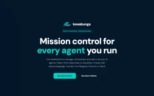 Kowabunga homepage — screenshot of the productivity & writing AI tool, 2026-10-02