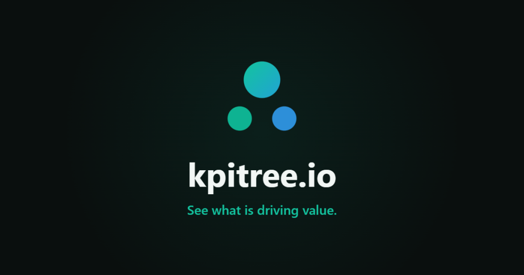 Captura de la página de inicio de kpitree.io (KPI Tree Builder), herramienta de IA productividad y escritura