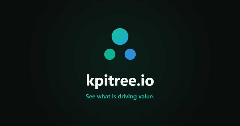 Captura de la página de inicio de kpitree.io (KPI Tree Builder), herramienta de IA productividad y escritura