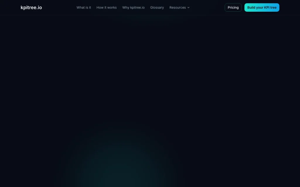 kpitree.io (KPI Tree Builder) homepage — screenshot of the productivity & writing AI tool, Oct 1, 2026