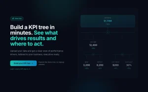 kpitree.io (KPI Tree Builder) homepage — screenshot of the productivity & writing AI tool, 2026-10-01