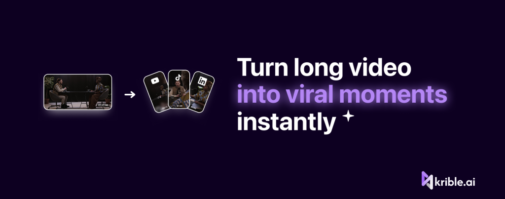 Krible homepage screenshot, video AI tool