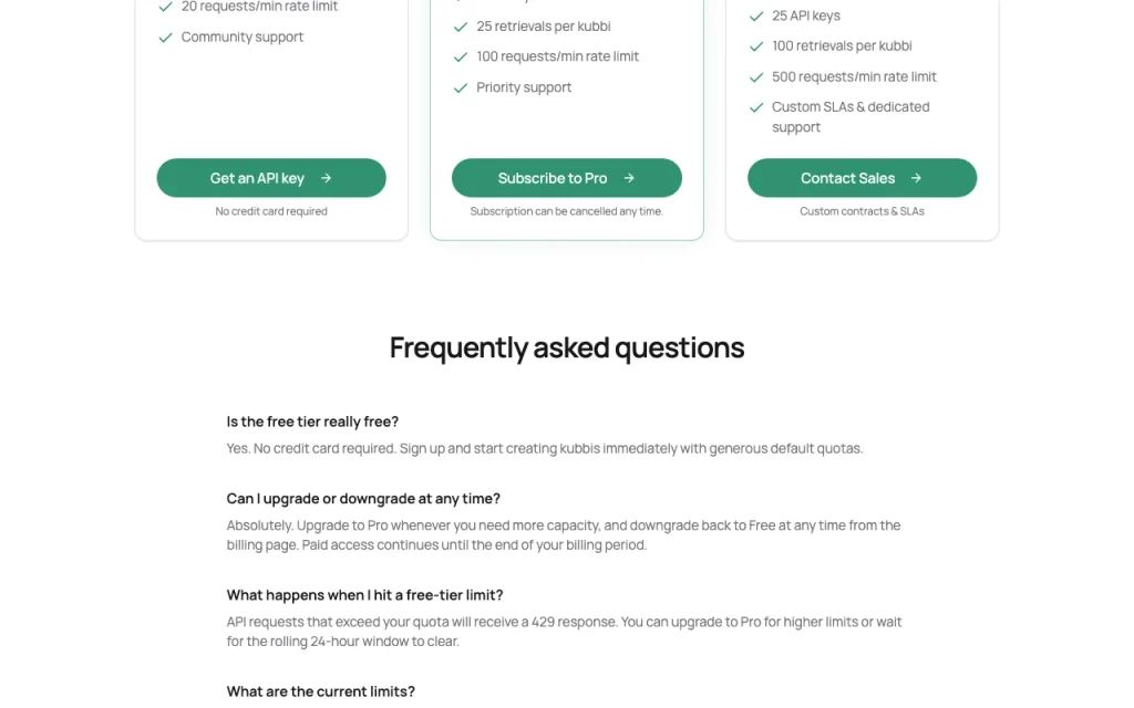 kubbi pricing page with plans and prices — screenshot of the productivity & writing AI tool, Oct 1, 2026