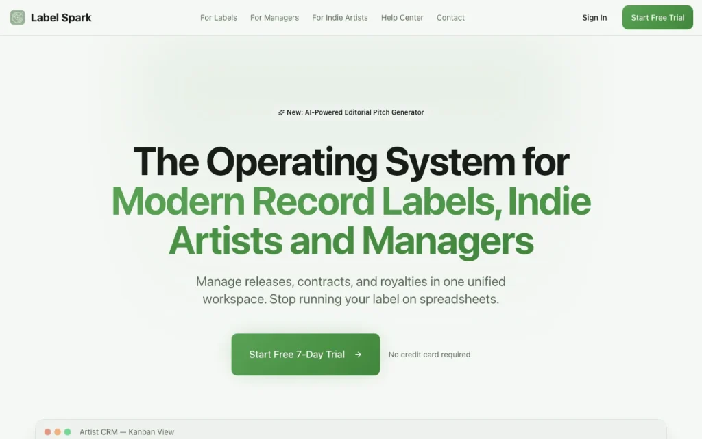 Capture d'écran de la page d'accueil de Label Spark, outil d'IA productivité et rédaction