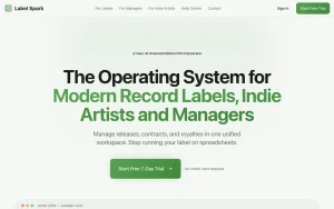 Label Spark homepage — screenshot of the productivity & writing AI tool, 2026-10-02