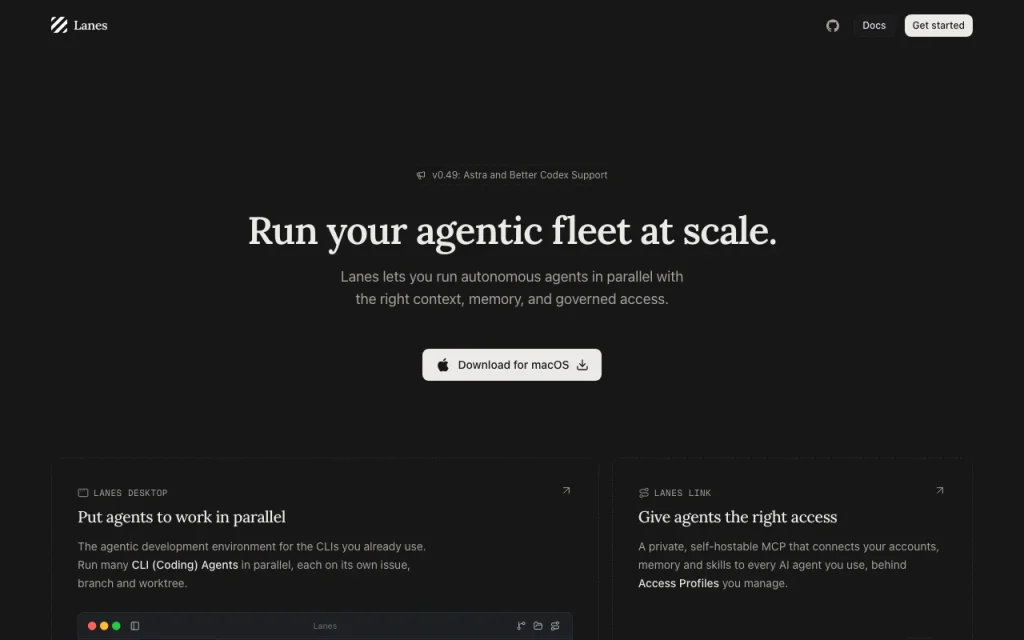Lanes homepage — screenshot of the coding AI tool, Oct 1, 2026