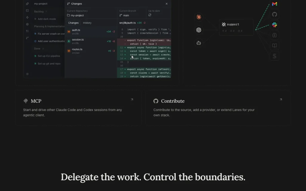Lanes homepage — screenshot of the coding AI tool, Oct 1, 2026