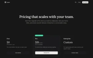 Lanes pricing page homepage screenshot, coding AI tool